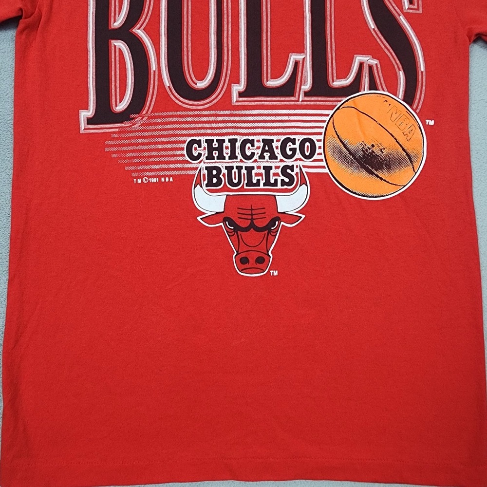 Vintage 1991 Chicago Bulls Shirt Mens S Red NBA Basketball Graphic Single Stitch - Picture 3 of 9